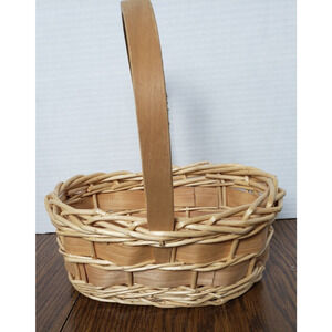 Easter Spring Basket 9 Inch Woven Chip Wood With Handle